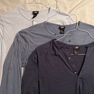 Set of 3 Total H&M Long Sleeve, 3 button T-Shirts
